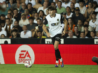 Javi Guerra of Valencia CF during the La Liga match between Valencia CF and Villarreal CF at Mestalla Stadium in Valencia, Spain, on August...