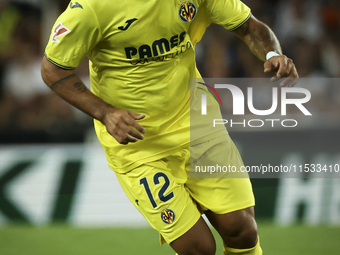 Juan Bernat of Villarreal CF during the La Liga match between Valencia CF and Villarreal CF at Mestalla Stadium in Valencia, Spain, on Augus...