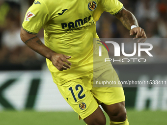 Juan Bernat of Villarreal CF during the La Liga match between Valencia CF and Villarreal CF at Mestalla Stadium in Valencia, Spain, on Augus...