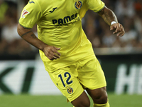 Juan Bernat of Villarreal CF during the La Liga match between Valencia CF and Villarreal CF at Mestalla Stadium in Valencia, Spain, on Augus...