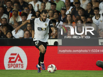 Luis Rioja of Valencia CF during the La Liga match between Valencia CF and Villarreal CF at Mestalla Stadium in Valencia, Spain, on August 3...