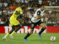 Cesar Tarrega of Valencia CF (R) during the La Liga match between Valencia CF and Villarreal CF at Mestalla Stadium in Valencia, Spain, on A...