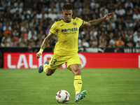 Villarreal's Kiko Femenia during the La Liga match between Valencia CF and Villarreal CF at Mestalla Stadium in Valencia, Spain, on August 3...