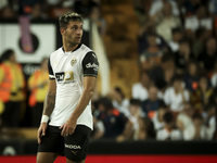 Hugo Duro of Valencia CF during the La Liga match between Valencia CF and Villarreal CF at Mestalla Stadium in Valencia, Spain, on August 31...