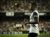 Cristhian Mosquera of Valencia CF during the La Liga match between Valencia CF and Villarreal CF at Mestalla Stadium in Valencia, Spain, on...