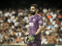 Giorgi Mamardashvili of Valencia CF during the La Liga match between Valencia CF and Villarreal CF at Mestalla Stadium in Valencia, Spain, o...