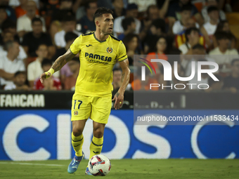 Villarreal's Kiko Femenia during the La Liga match between Valencia CF and Villarreal CF at Mestalla Stadium in Valencia, Spain, on August 3...