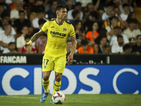 Villarreal's Kiko Femenia during the La Liga match between Valencia CF and Villarreal CF at Mestalla Stadium in Valencia, Spain, on August 3...