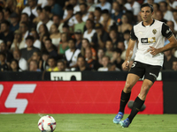 Cesar Tarrega of Valencia CF during the La Liga match between Valencia CF and Villarreal CF at Mestalla Stadium in Valencia, Spain, on Augus...