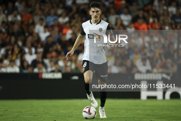 Pepelu, Jose Luis Garcia Vaya, of Valencia CF, during the La Liga match between Valencia CF and Villarreal CF at Mestalla Stadium in Valenci...