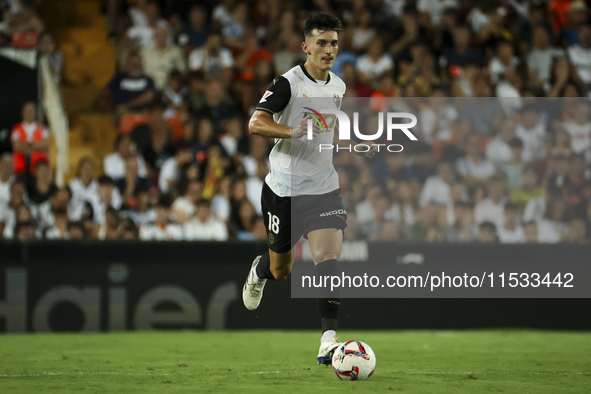 Pepelu, Jose Luis Garcia Vaya, of Valencia CF, during the La Liga match between Valencia CF and Villarreal CF at Mestalla Stadium in Valenci...