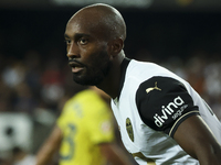 Dimitri Foulquier of Valencia CF during the La Liga match between Valencia CF and Villarreal CF at Mestalla Stadium in Valencia, Spain, on A...