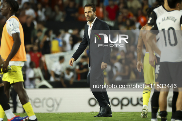 Head coach of Valencia CF, Ruben Baraja, after the La Liga match between Valencia CF and Villarreal CF at Mestalla Stadium in Valencia, Spai...