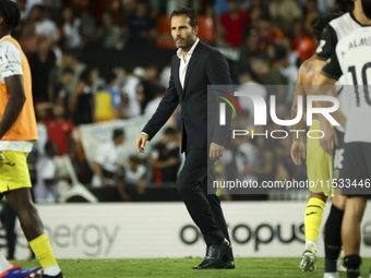 Head coach of Valencia CF, Ruben Baraja, after the La Liga match between Valencia CF and Villarreal CF at Mestalla Stadium in Valencia, Spai...