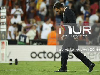 Head coach of Valencia CF, Ruben Baraja, after the La Liga match between Valencia CF and Villarreal CF at Mestalla Stadium in Valencia, Spai...