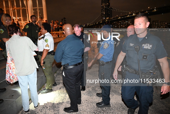 Bone fragments are recovered along the shoreline in Brooklyn Bridge Park in Brooklyn, New York, United States, on August 31, 2024. At approx...