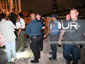 Bone fragments are recovered along the shoreline in Brooklyn Bridge Park in Brooklyn, New York, United States, on August 31, 2024. At approx...