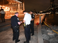 Bone fragments are recovered along the shoreline in Brooklyn Bridge Park in Brooklyn, New York, United States, on August 31, 2024. At approx...