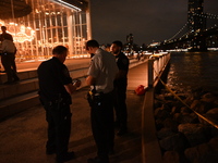 Bone fragments are recovered along the shoreline in Brooklyn Bridge Park in Brooklyn, New York, United States, on August 31, 2024. At approx...