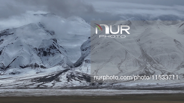 A view of the glacier at Tanggula Pass on the border between Qinghai and Tibet in Nagqu, Tibet, China, on August 7, 2024. 