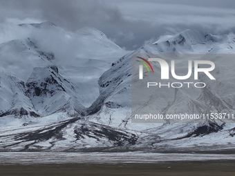 A view of the glacier at Tanggula Pass on the border between Qinghai and Tibet in Nagqu, Tibet, China, on August 7, 2024. (