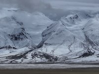 A view of the glacier at Tanggula Pass on the border between Qinghai and Tibet in Nagqu, Tibet, China, on August 7, 2024. (