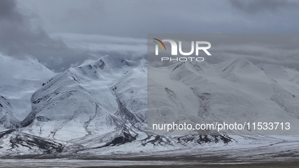 A view of the glacier at Tanggula Pass on the border between Qinghai and Tibet in Nagqu, Tibet, China, on August 7, 2024. 