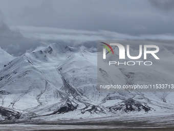 A view of the glacier at Tanggula Pass on the border between Qinghai and Tibet in Nagqu, Tibet, China, on August 7, 2024. (