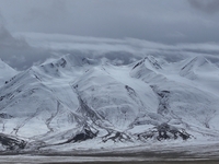 A view of the glacier at Tanggula Pass on the border between Qinghai and Tibet in Nagqu, Tibet, China, on August 7, 2024. (