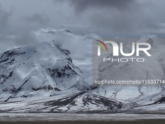 A view of the glacier at Tanggula Pass on the border between Qinghai and Tibet in Nagqu, Tibet, China, on August 7, 2024. (