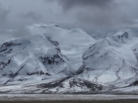 A view of the glacier at Tanggula Pass on the border between Qinghai and Tibet in Nagqu, Tibet, China, on August 7, 2024. (