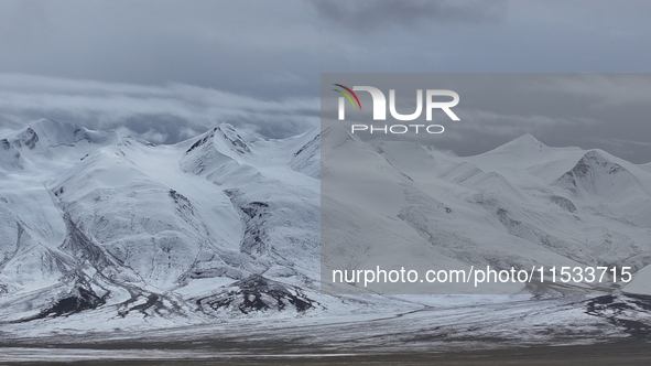 A view of the glacier at Tanggula Pass on the border between Qinghai and Tibet in Nagqu, Tibet, China, on August 7, 2024. 