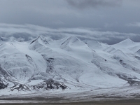 A view of the glacier at Tanggula Pass on the border between Qinghai and Tibet in Nagqu, Tibet, China, on August 7, 2024. (