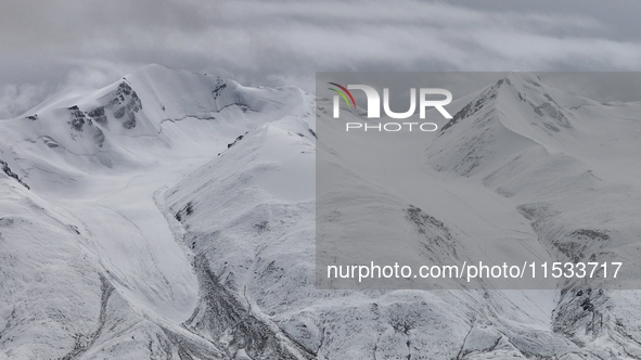 A view of the glacier at Tanggula Pass on the border between Qinghai and Tibet in Nagqu, Tibet, China, on August 7, 2024. 