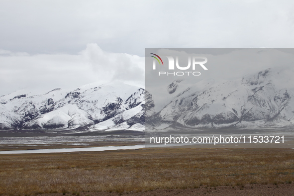 A view of the glacier at Tanggula Pass on the border between Qinghai and Tibet in Nagqu, Tibet, China, on August 7, 2024. 