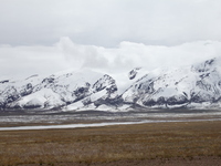 A view of the glacier at Tanggula Pass on the border between Qinghai and Tibet in Nagqu, Tibet, China, on August 7, 2024. (