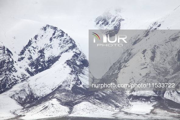 A view of the glacier at Tanggula Pass on the border between Qinghai and Tibet in Nagqu, Tibet, China, on August 7, 2024. 