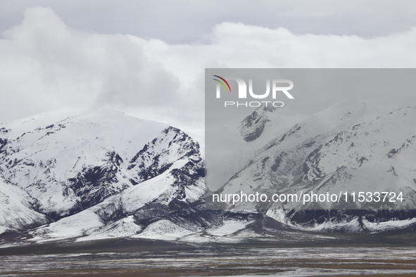 A view of the glacier at Tanggula Pass on the border between Qinghai and Tibet in Nagqu, Tibet, China, on August 7, 2024. 