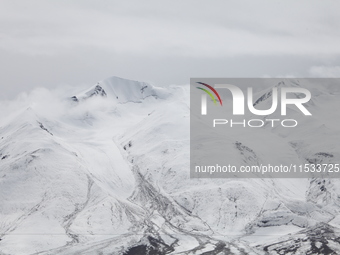 A view of the glacier at Tanggula Pass on the border between Qinghai and Tibet in Nagqu, Tibet, China, on August 7, 2024. (