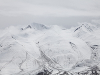 A view of the glacier at Tanggula Pass on the border between Qinghai and Tibet in Nagqu, Tibet, China, on August 7, 2024. (