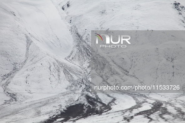 A view of the glacier at Tanggula Pass on the border between Qinghai and Tibet in Nagqu, Tibet, China, on August 7, 2024. 