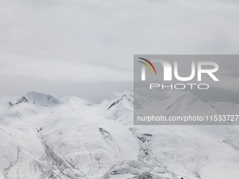 A view of the glacier at Tanggula Pass on the border between Qinghai and Tibet in Nagqu, Tibet, China, on August 7, 2024. (