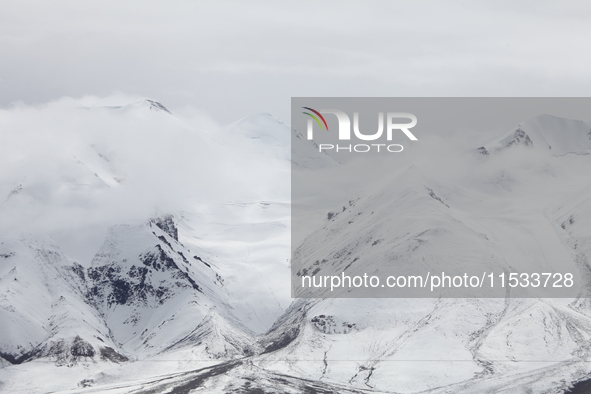 A view of the glacier at Tanggula Pass on the border between Qinghai and Tibet in Nagqu, Tibet, China, on August 7, 2024. 