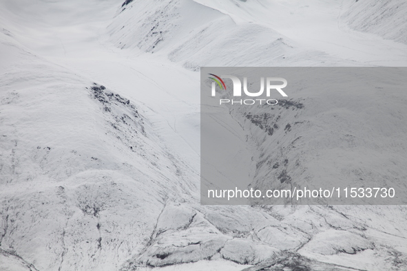 A view of the glacier at Tanggula Pass on the border between Qinghai and Tibet in Nagqu, Tibet, China, on August 7, 2024. 