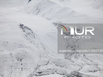 A view of the glacier at Tanggula Pass on the border between Qinghai and Tibet in Nagqu, Tibet, China, on August 7, 2024. (