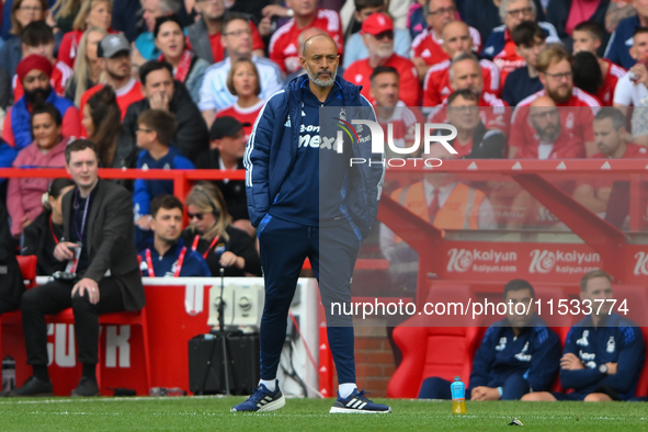 Nuno Espirito Santo, Nottingham Forest head coach, looks on during the Premier League match between Nottingham Forest and Wolverhampton Wand...