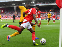 Anthony Elanga of Nottingham Forest is under pressure from Toti Gomes of Wolverhampton Wanderers during the Premier League match between Not...