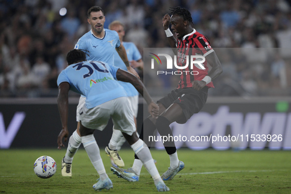 Tammy Abraham of AC Milan is in action during the Serie match between Lazio and Milan at Stadio Olimpico in Rome, Italy, on August 31, 2024....