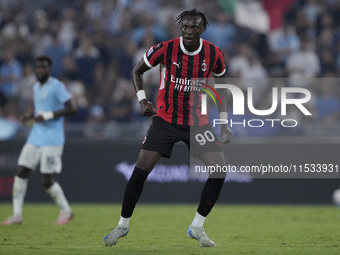 Tammy Abraham of AC Milan is in action during the Serie match between Lazio and Milan at Stadio Olimpico in Rome, Italy, on August 31, 2024....