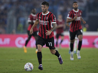 Christian Pulisic of AC Milan is in action during the Serie A match between Lazio and Milan at Stadio Olimpico in Rome, Italy, on August 31,...